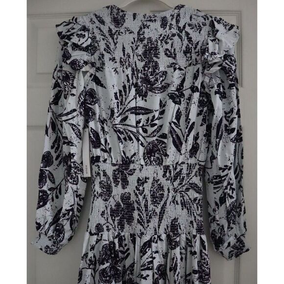 Aqua IDK7298 Women's Sz XS Blue Multi Smocked Floral Print Midi Dress $118 - Picture 9 of 16